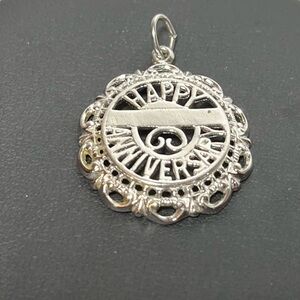Vintage Sterling Silver 'HAPPY ANNIVERSARY' Pendant Charm